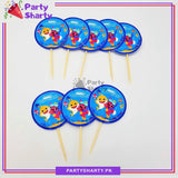 Baby Shark Cup Cake Topper For Baby Shark Birthday Theme Party and Decoration