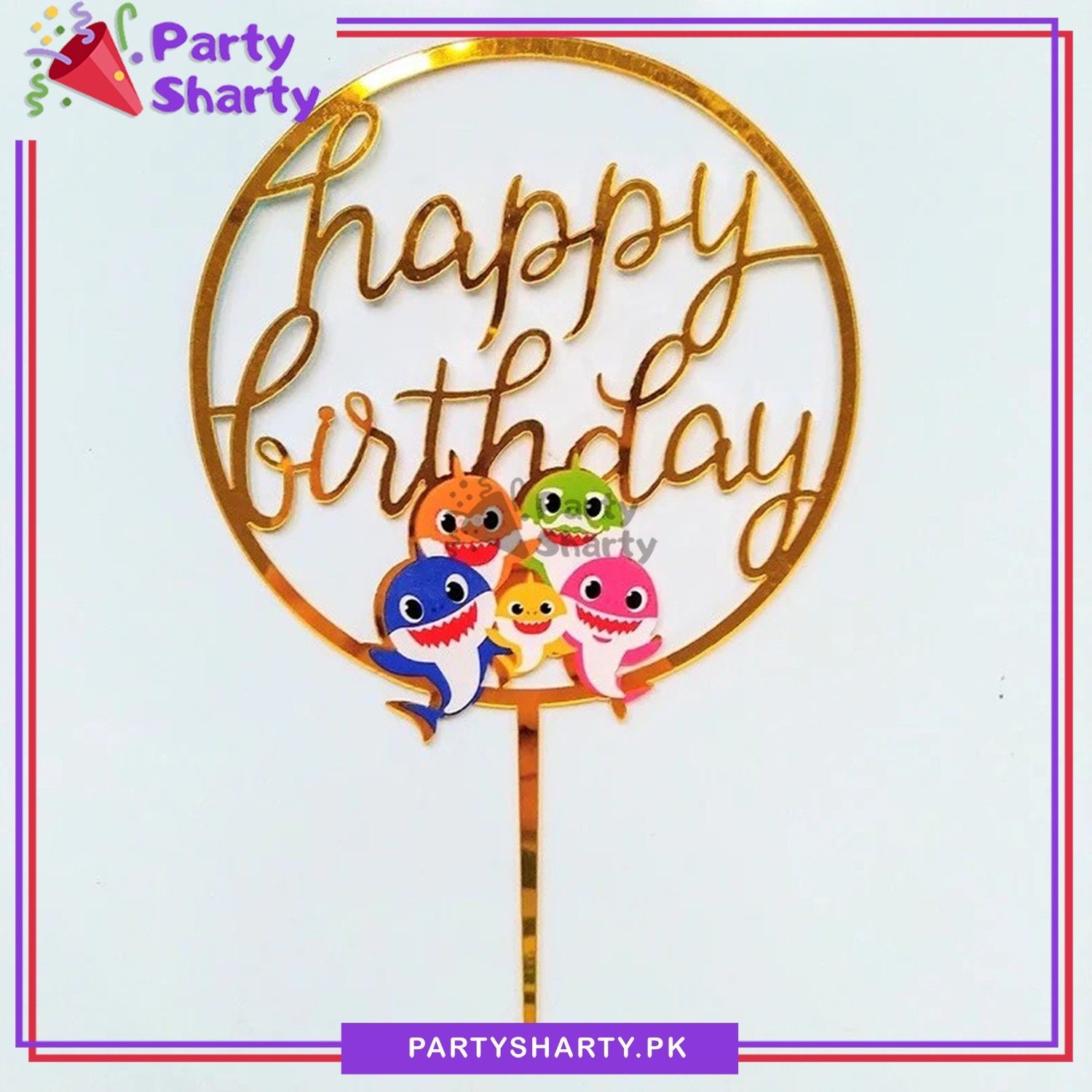 Baby Shark Happy Birthday Acrylic Cake Topper For Baby Shark Theme Birthday Party and Decoration