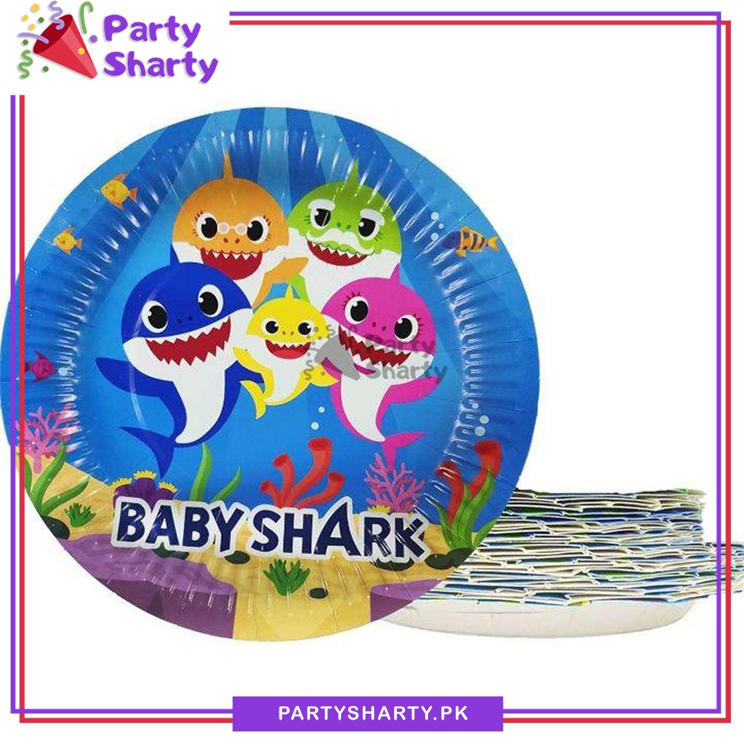 Baby Shark Theme Party Disposable Paper Plates for Baby Shark Theme Party and Decoration