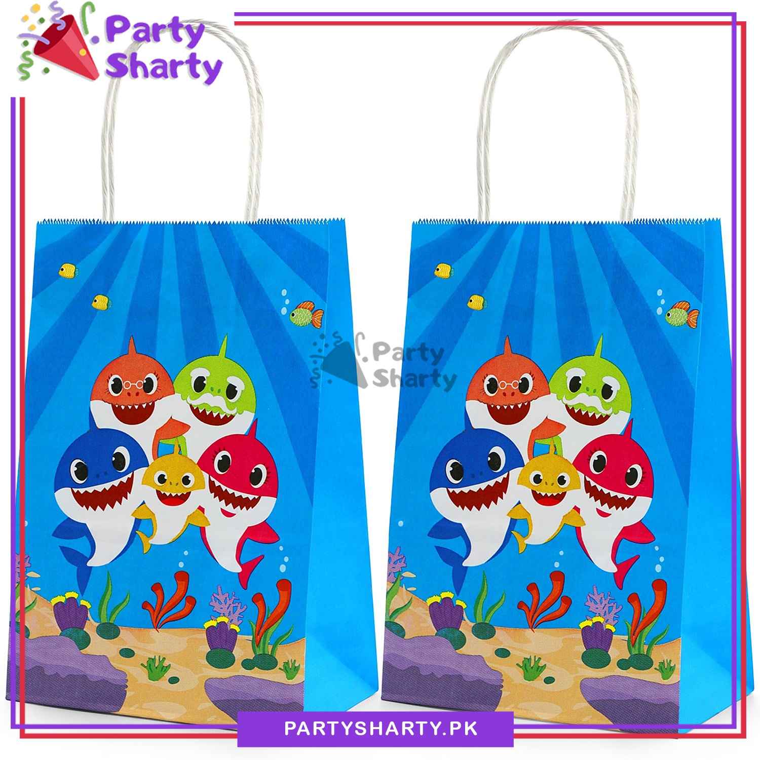 Baby Shark Goody Paper Bag Pack Of 6 Baby Shark Theme Favor Bags