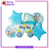 Baby Boy / Girl Polka Dots Cart Shaped Foil Balloon Set For Baby Shower Decoration & Celebrations