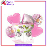 Baby Boy / Girl Polka Dots Cart Shaped Foil Balloon Set For Baby Shower Decoration & Celebrations