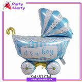 Baby Boy Stylish Cart Shaped Foil Balloon For Baby Shower, Welcome Baby Decoration and Celebrations