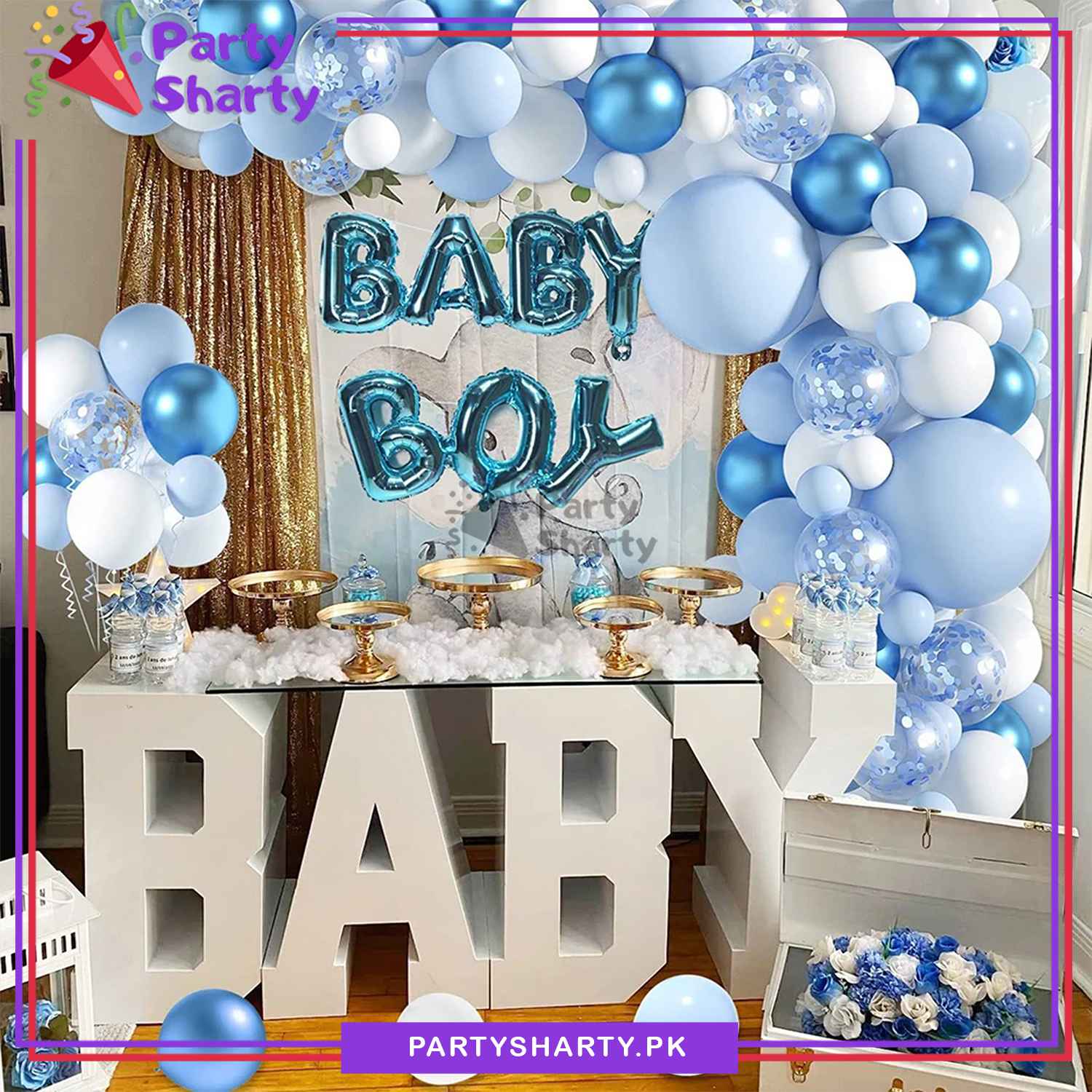 100pcs Baby Boy Theme Set for Welcome Baby / Baby Shower Event Decoration and Celebration