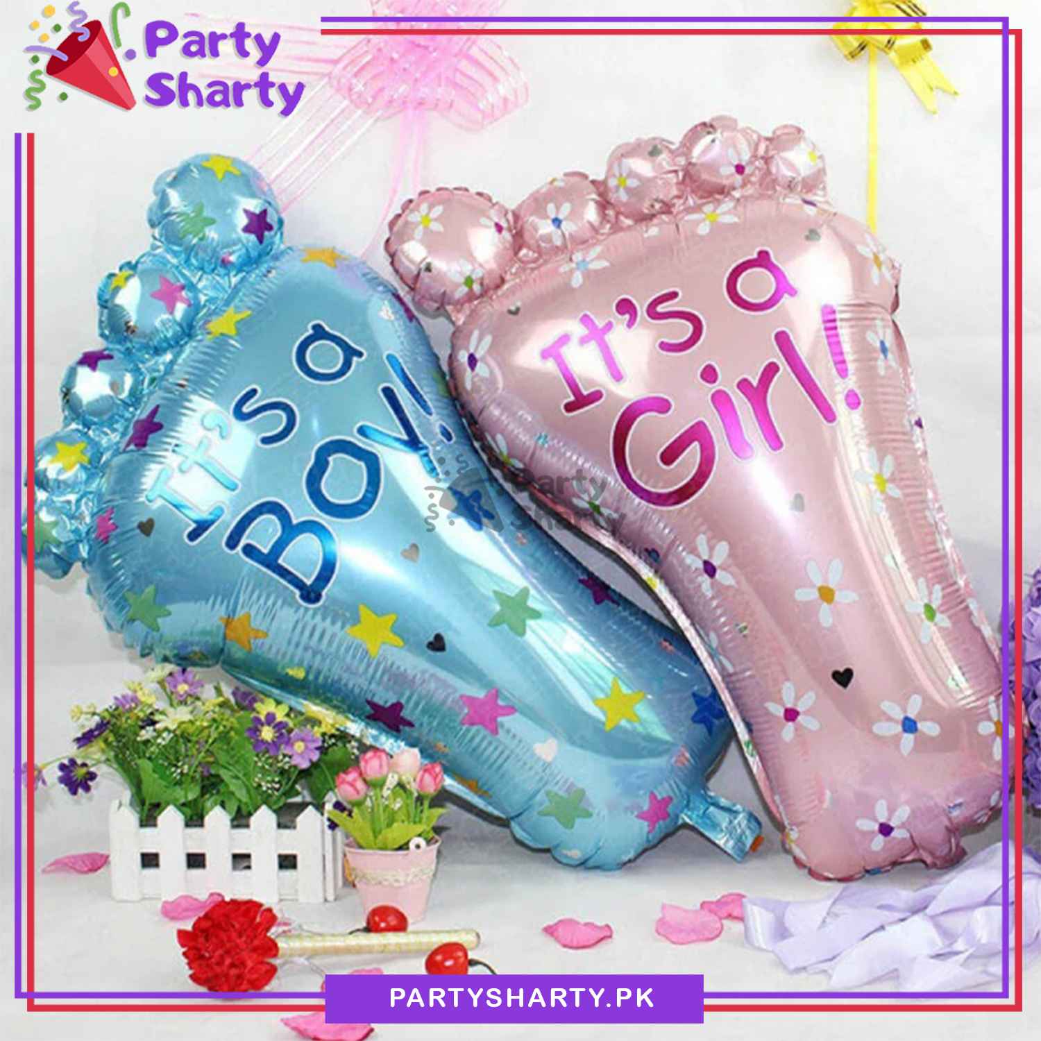 Large Size Its a Boy / Girl Foot Shaped Foil Balloon For Baby Shower, Welcome Baby and Gender Reveal Party Decoration and Celebrations
