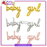 Baby Girl Scripted Foil Balloon Banner For Baby Shower, Welcome Baby and Gender Reveal Decoration and Celebrations