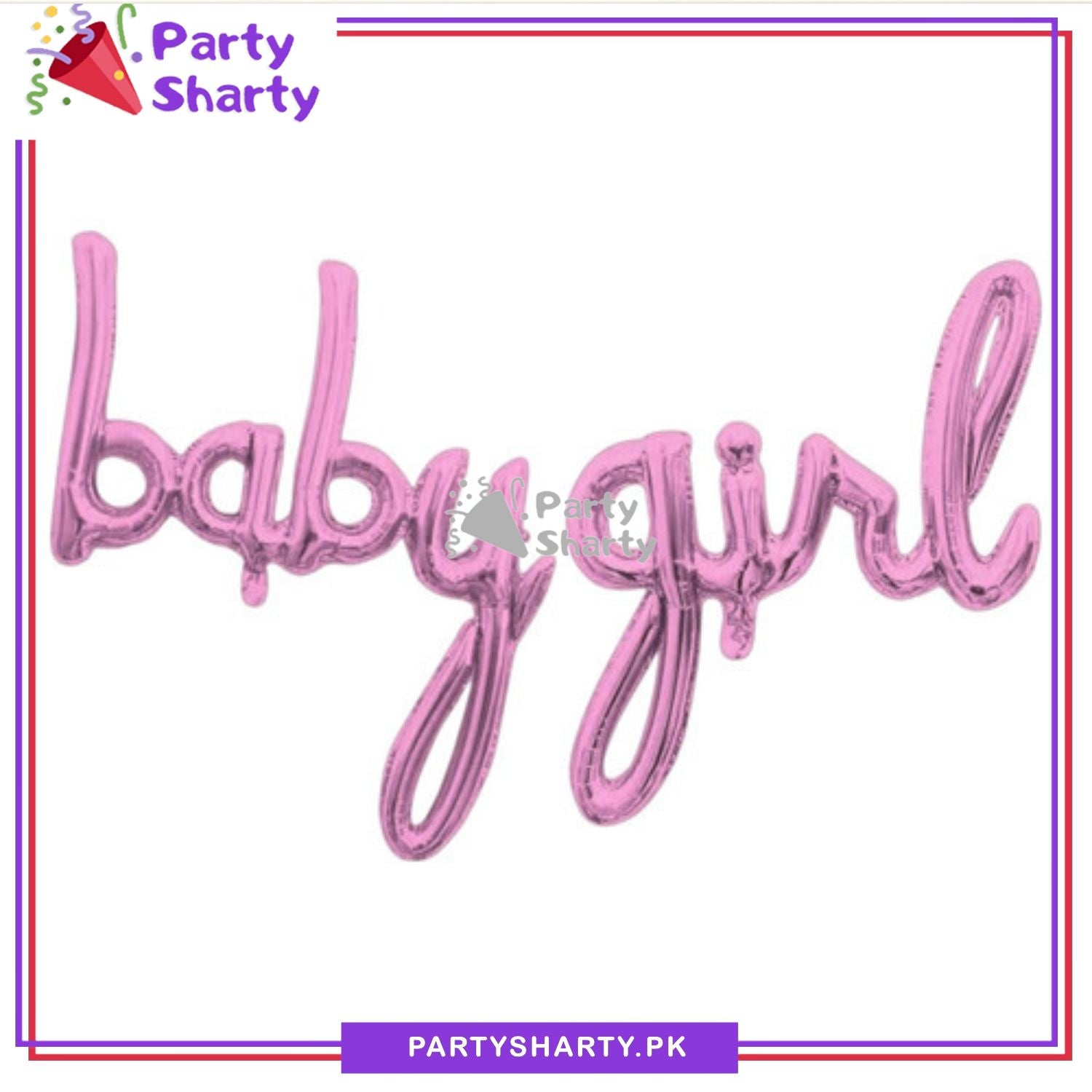 Baby Girl Scripted Foil Balloon Banner For Baby Shower, Welcome Baby and Gender Reveal Decoration and Celebrations