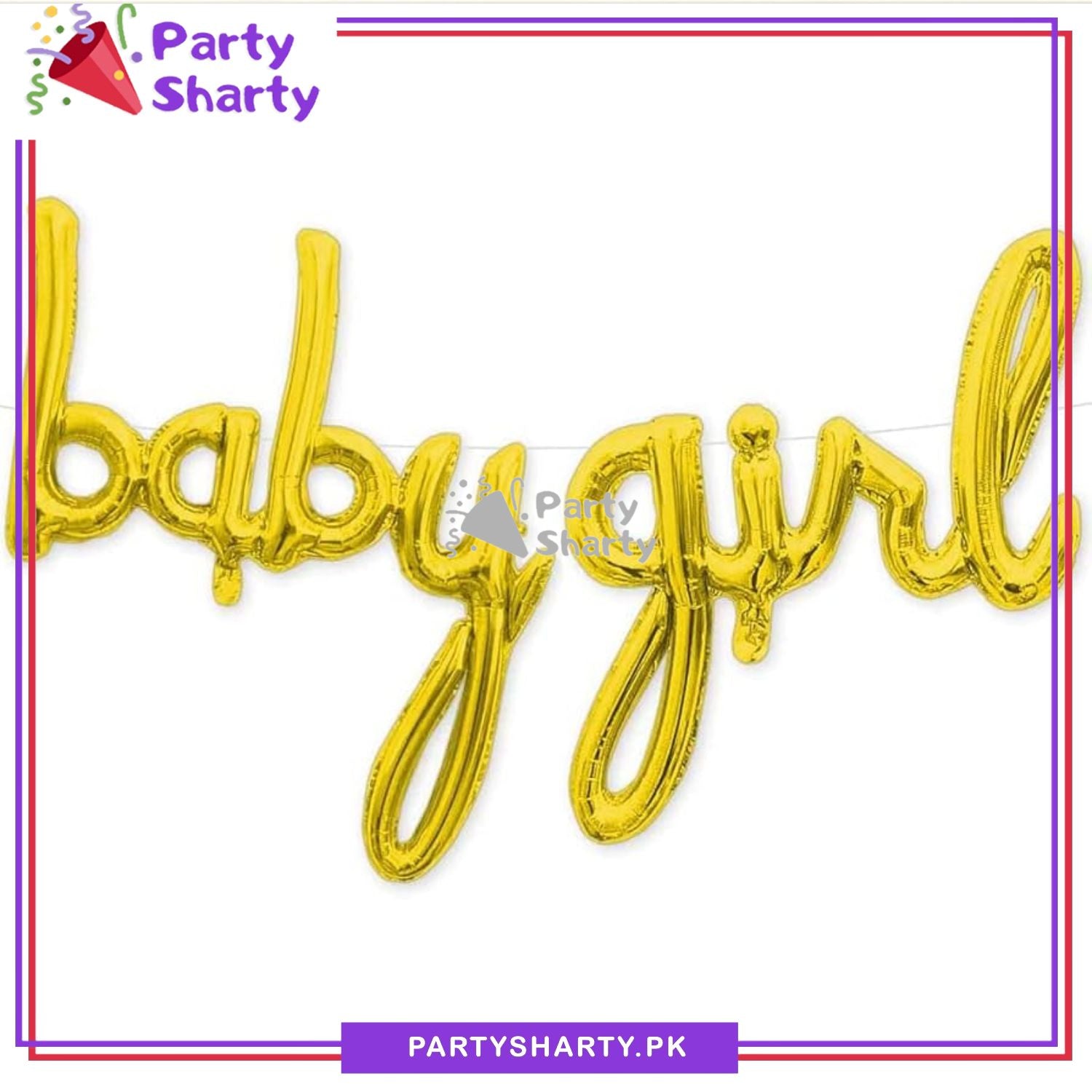 Baby Girl Scripted Foil Balloon Banner For Baby Shower, Welcome Baby and Gender Reveal Decoration and Celebrations