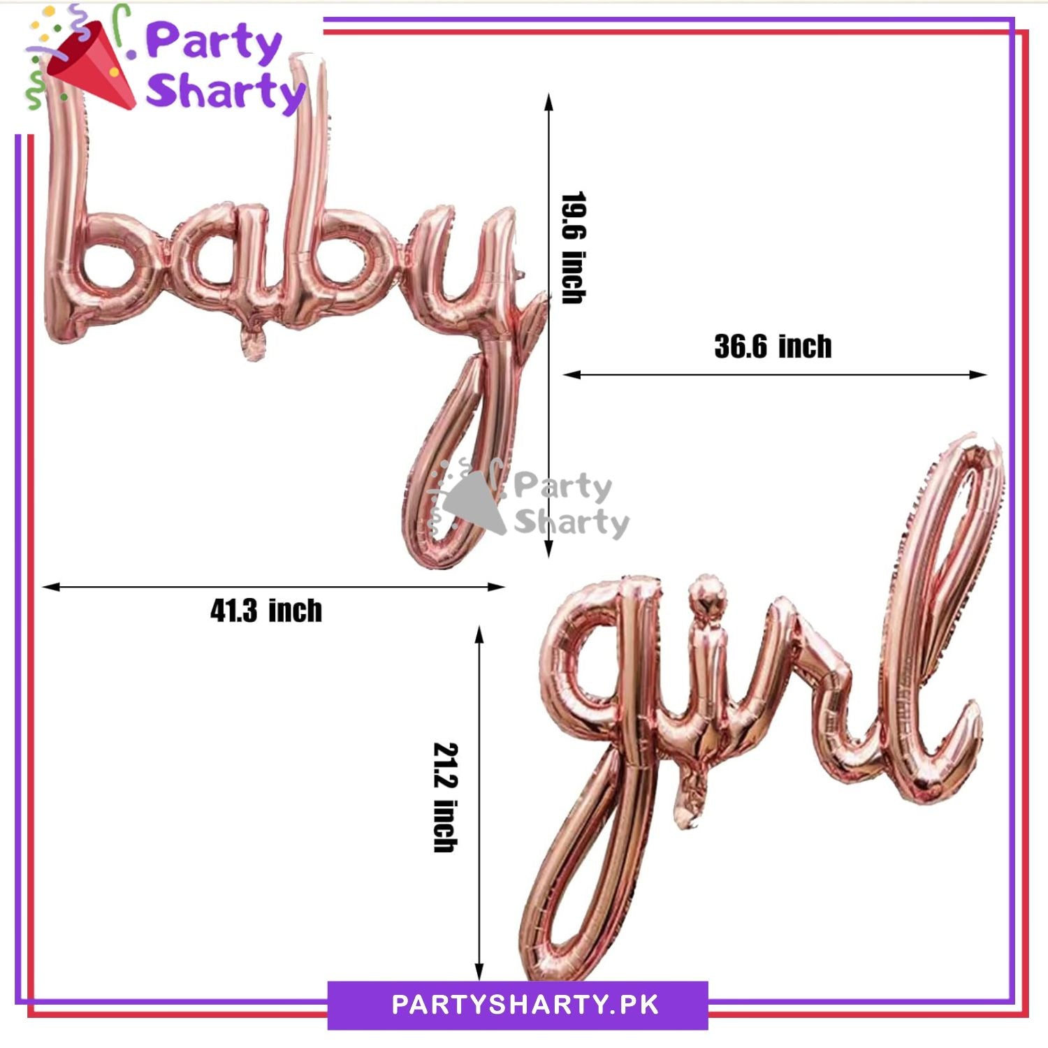 Baby Girl Scripted Foil Balloon Banner For Baby Shower, Welcome Baby and Gender Reveal Decoration and Celebrations
