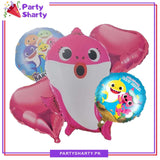 Baby Shark Cartoon Foil Balloon Set - 5 Pieces