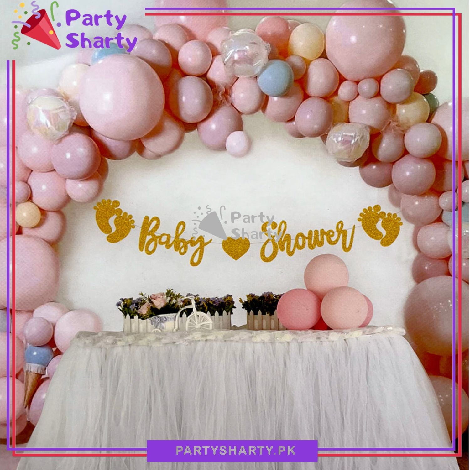 Baby Shower Golden Glitter Banner for Baby Shower Decoration and Celebration