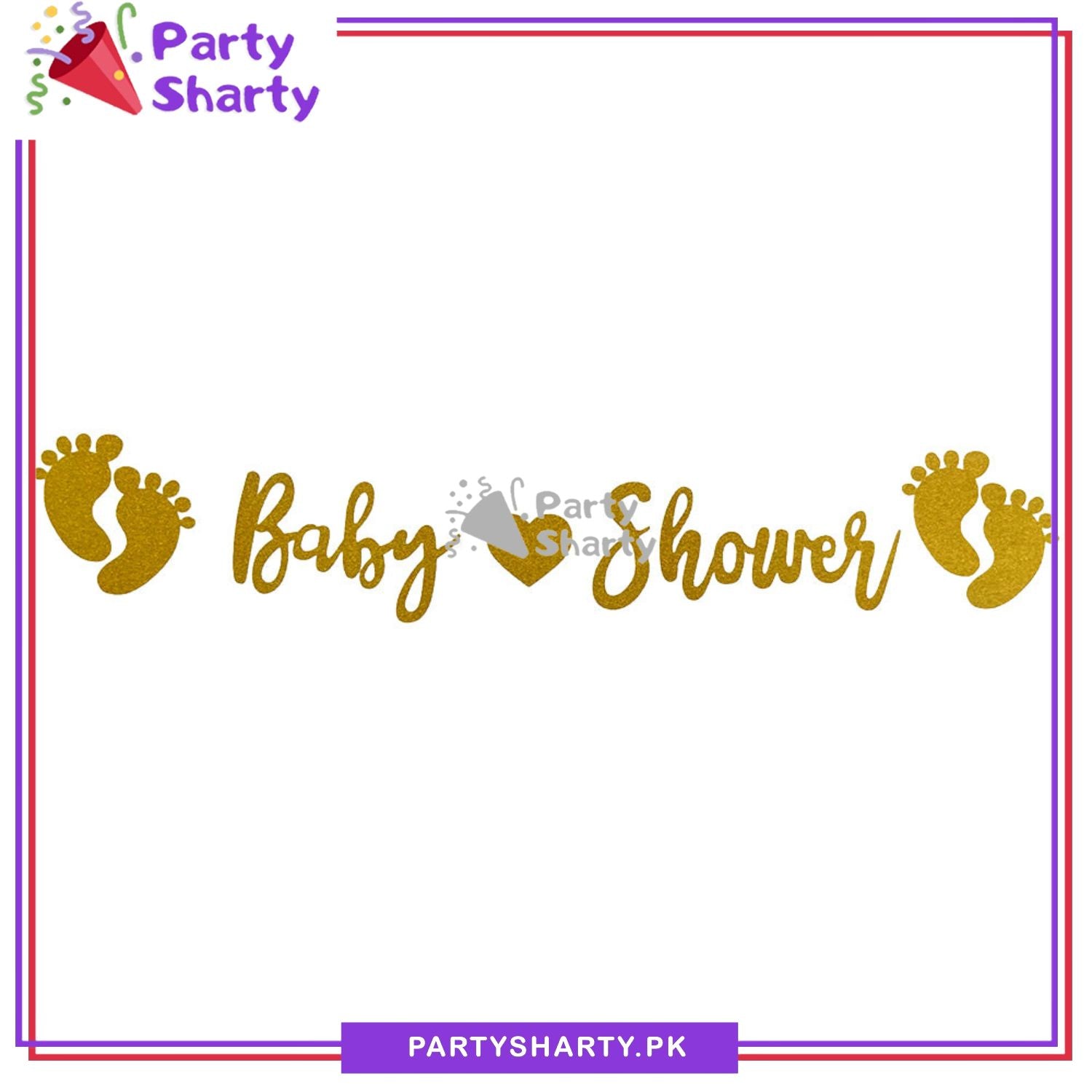 Baby Shower Golden Glitter Banner for Baby Shower Decoration and Celebration