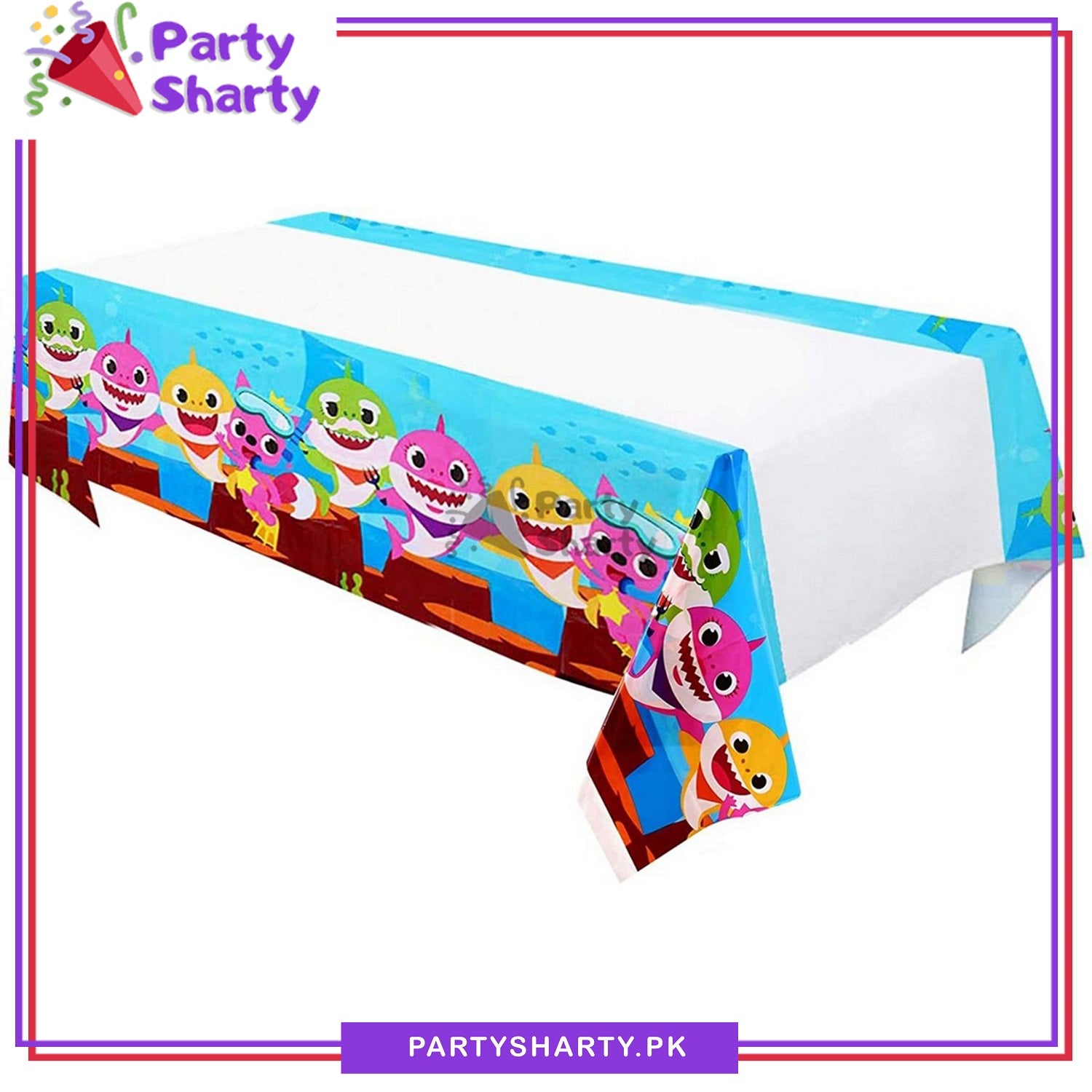 Baby Shark Plastic Table Cover (180 x 108 cm) For Birthday Party Decoration
