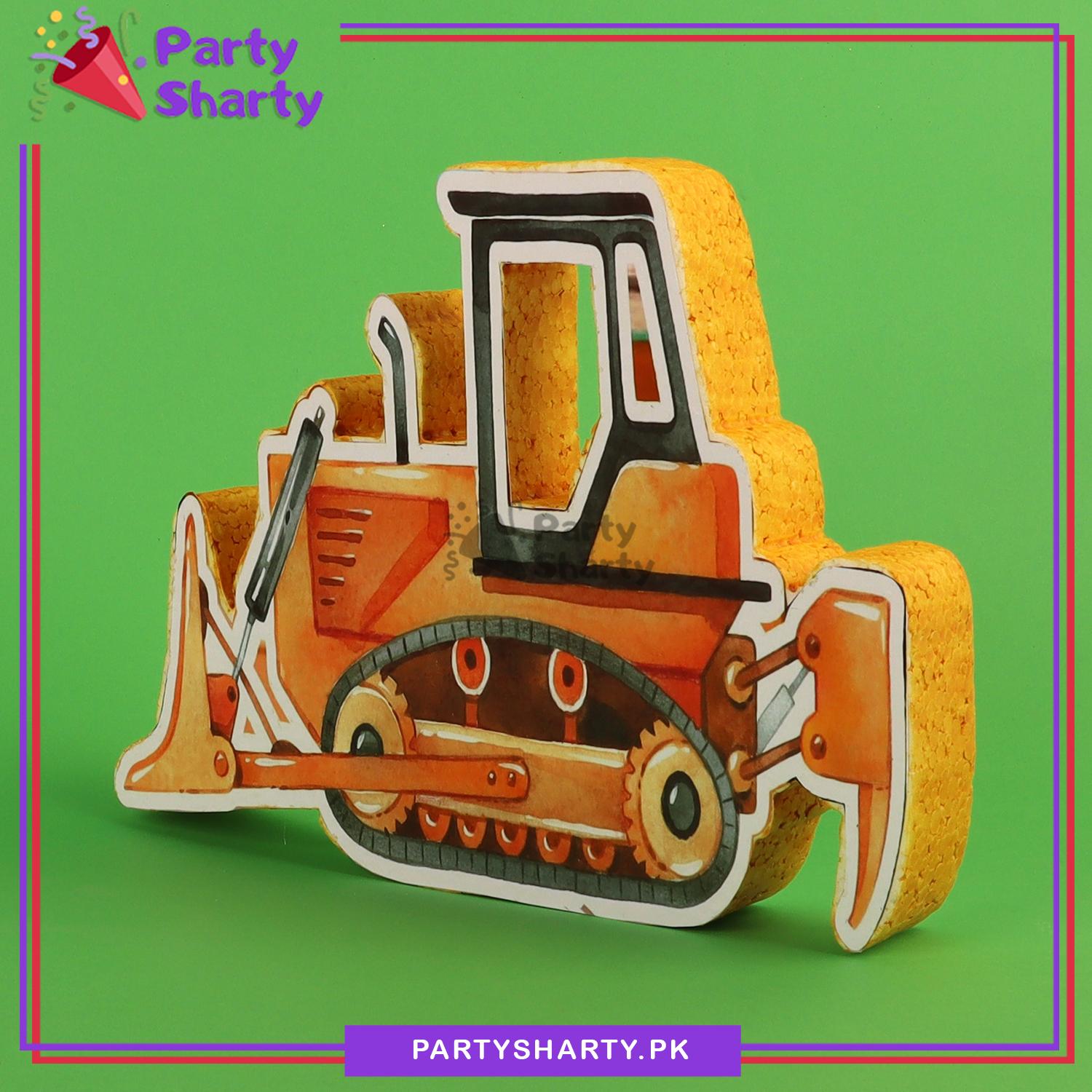 Backhoe Thermocol Standee For Construction Theme Based Birthday Celebration and Party Decoration
