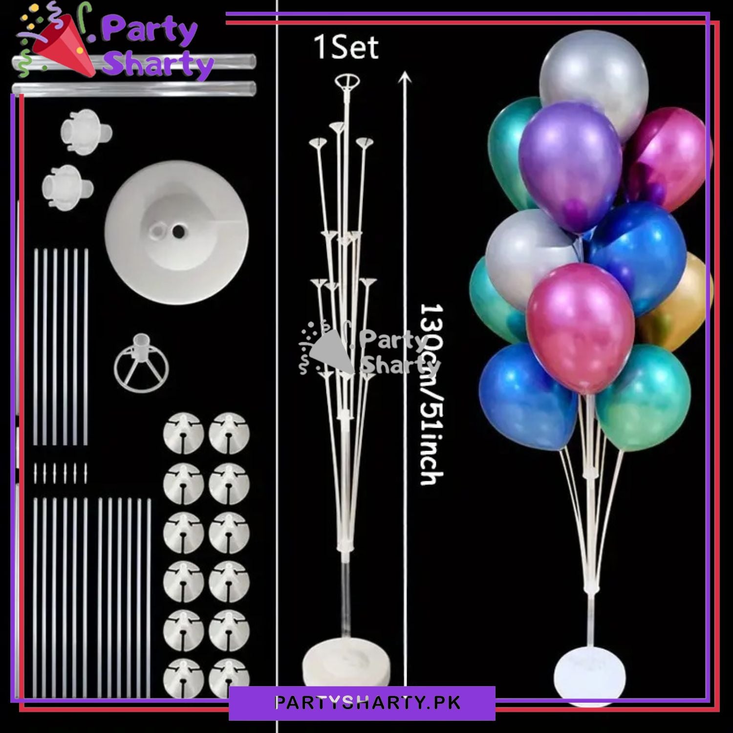 Balloon Stand Kit - 13 Sticks Sets Stand Reusable Clear Balloon Holder for Birthday & Party Decorations