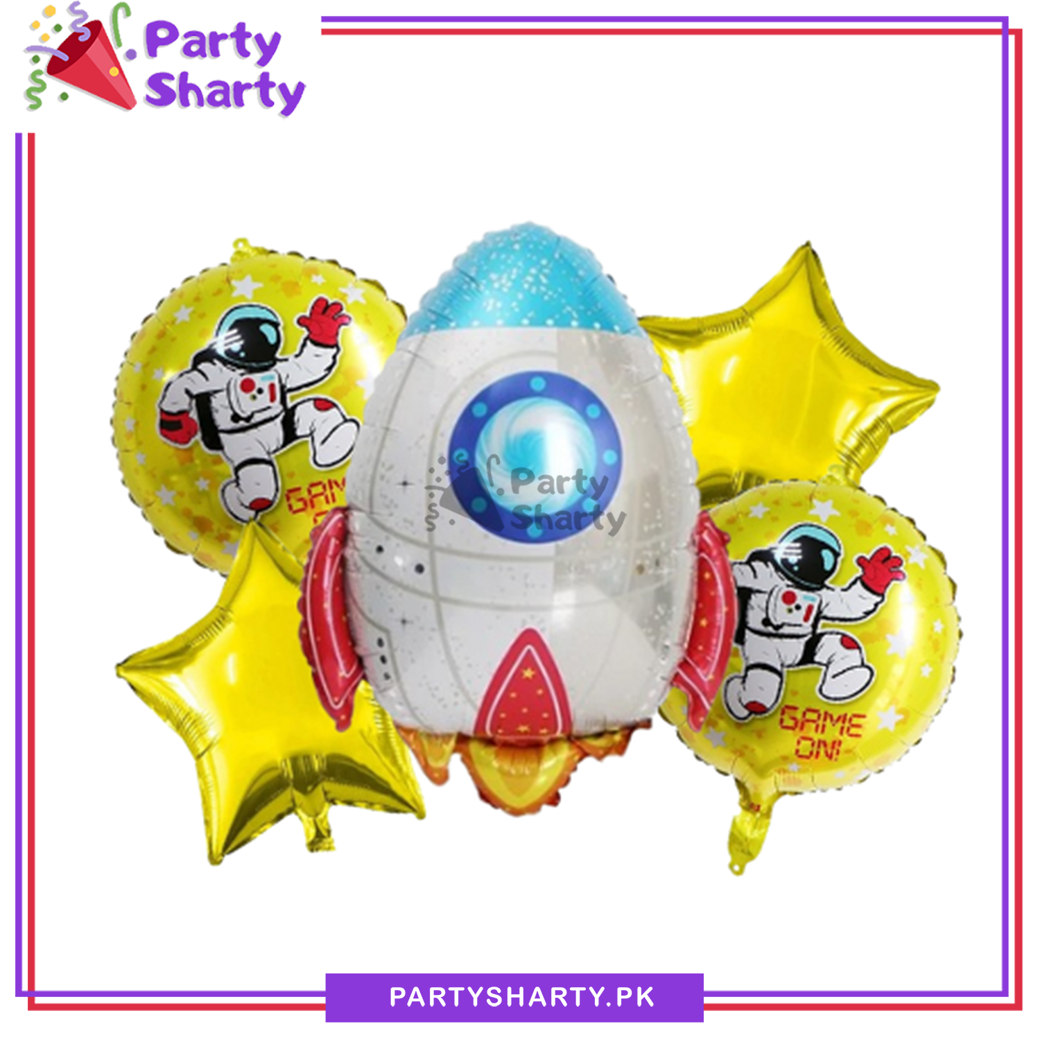 Rocket Shaped Balloon Theme Set of 5 For Space Theme Decoration & Celebrations