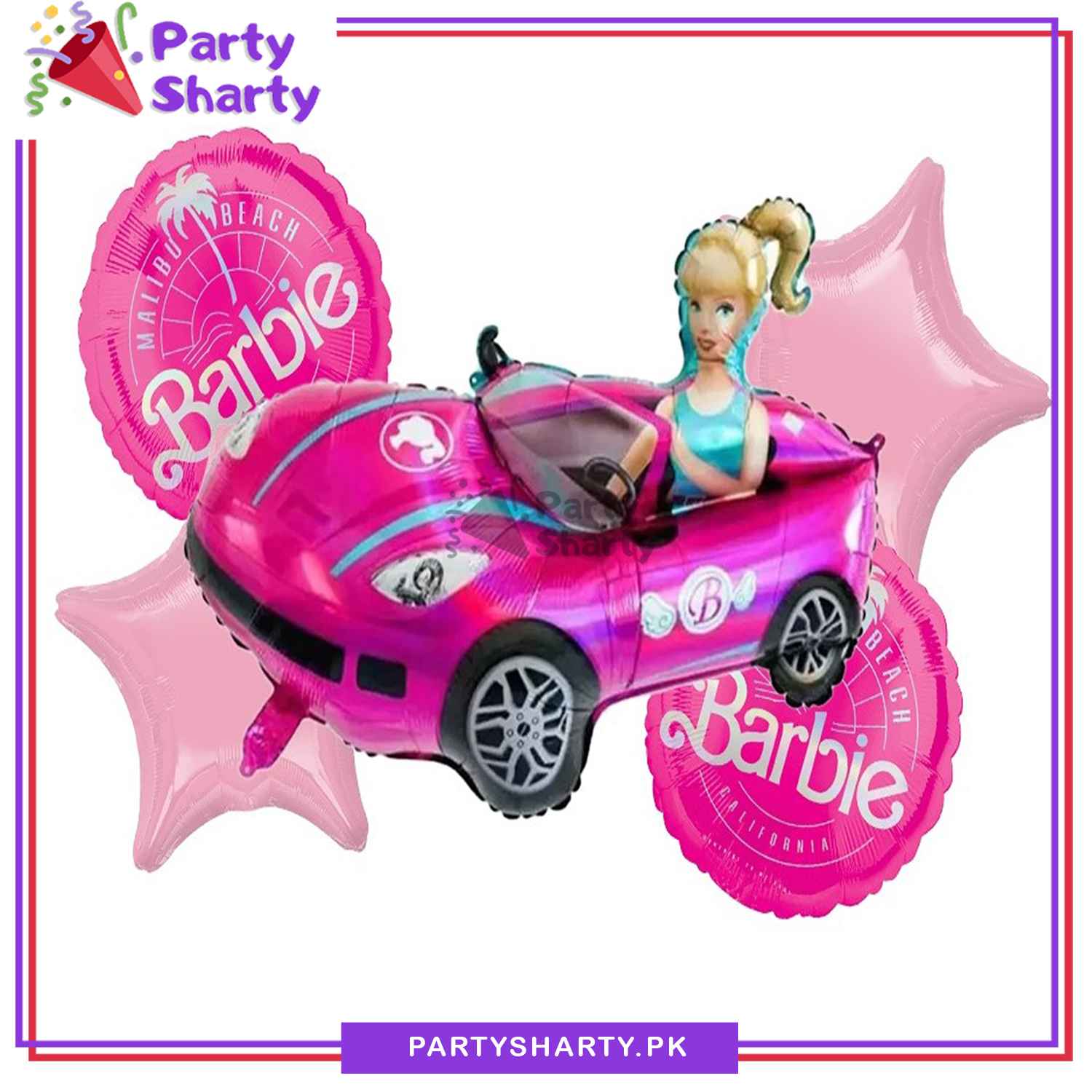 5pcs/set D-2 Barbie Car Shaped Foil Balloons For Barbie Theme Party Decoration and Celebration