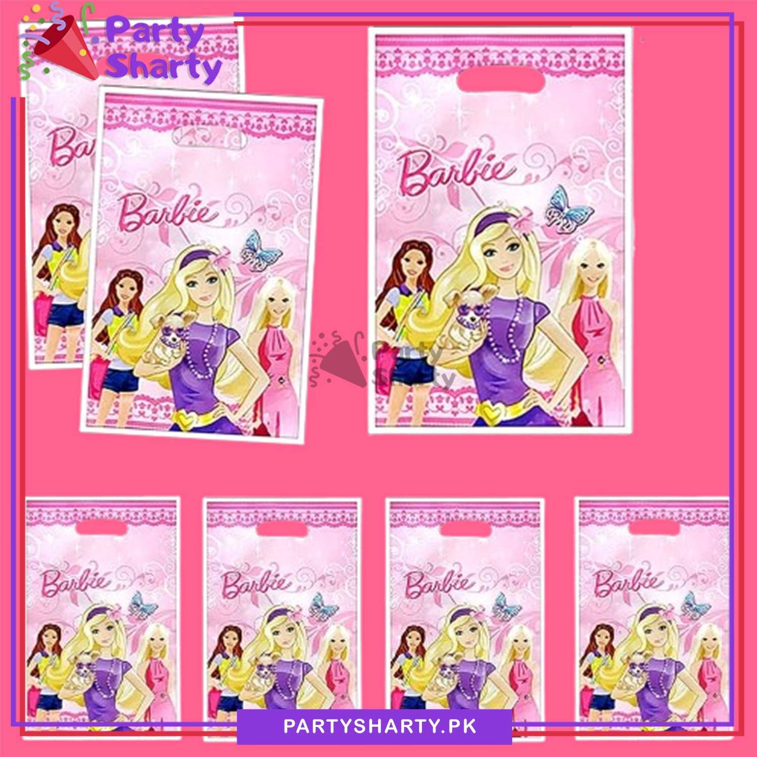 Barbie Doll Cartoon Loot Bags For Barbie Theme Birthday Party Goodie Bags (Pack of 10)
