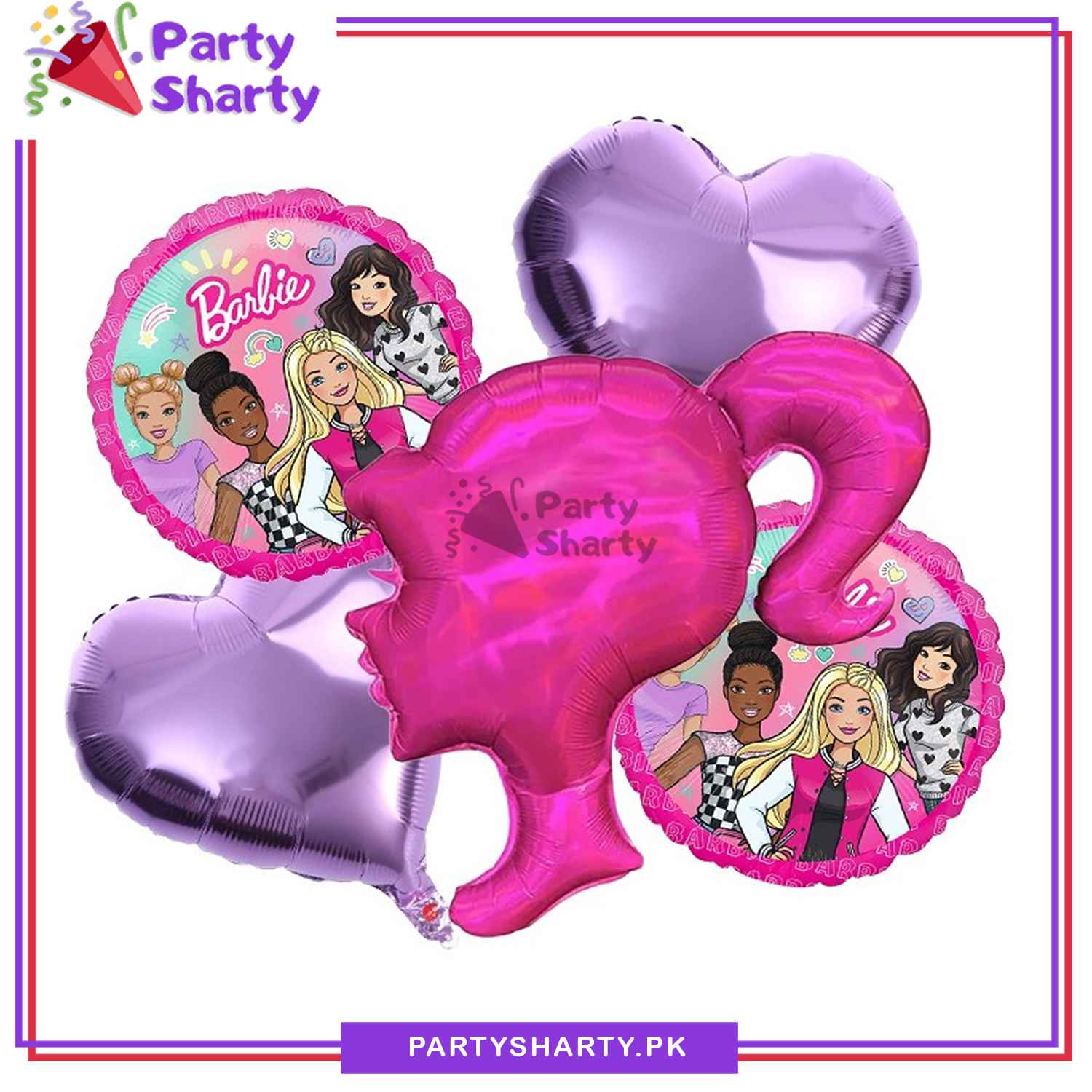 5pcs/set Barbie Silhouette Shaped Foil Balloons For Barbie Theme Party Decoration and Celebration