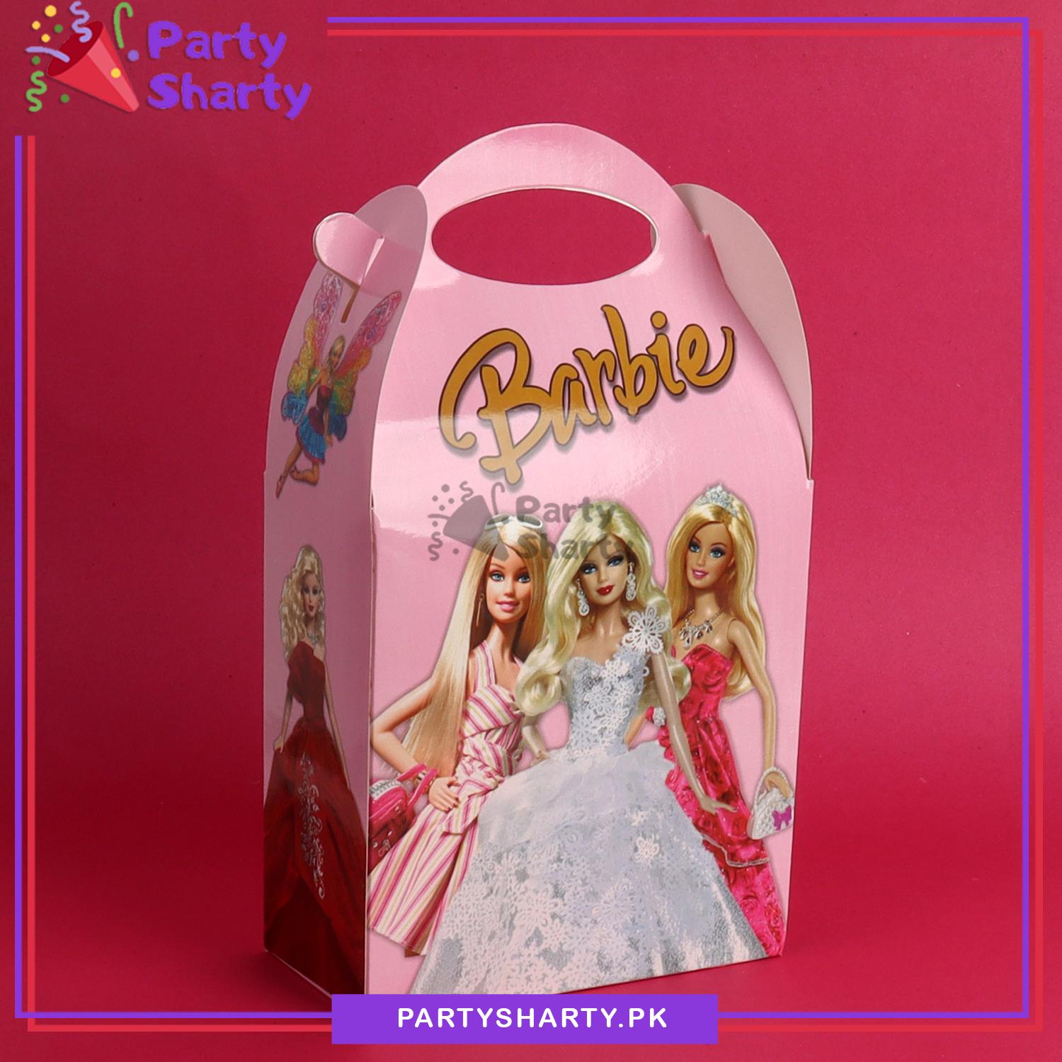 Pink Barbie Theme Goody Boxes Pack of 6 For Theme Birthday Decoration and Celebration