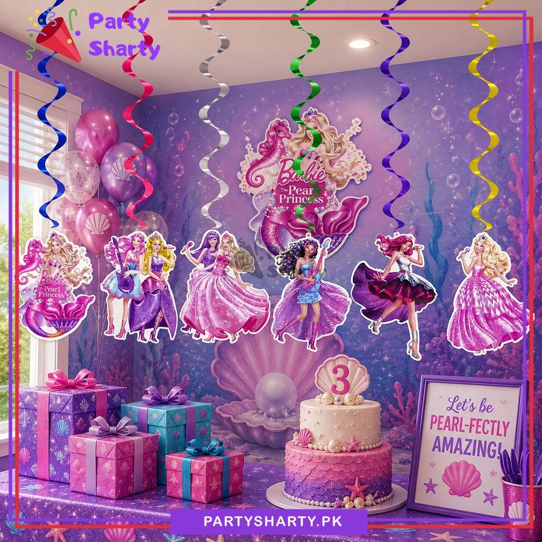 Barbie Theme Hanging Swirls Pack of 6 For Birthday Party and Decoration
