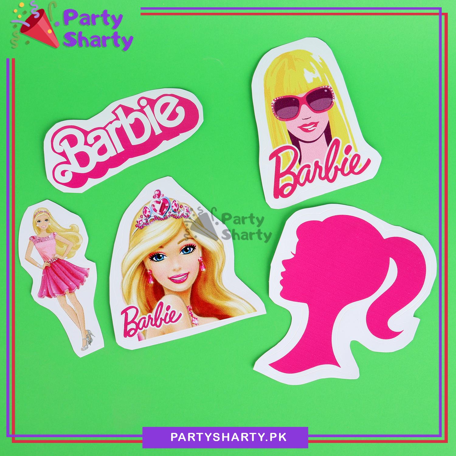 Barbie Cartoon Theme Stickers For Birthday and Party Decoration (Pack of 5 Sticker)