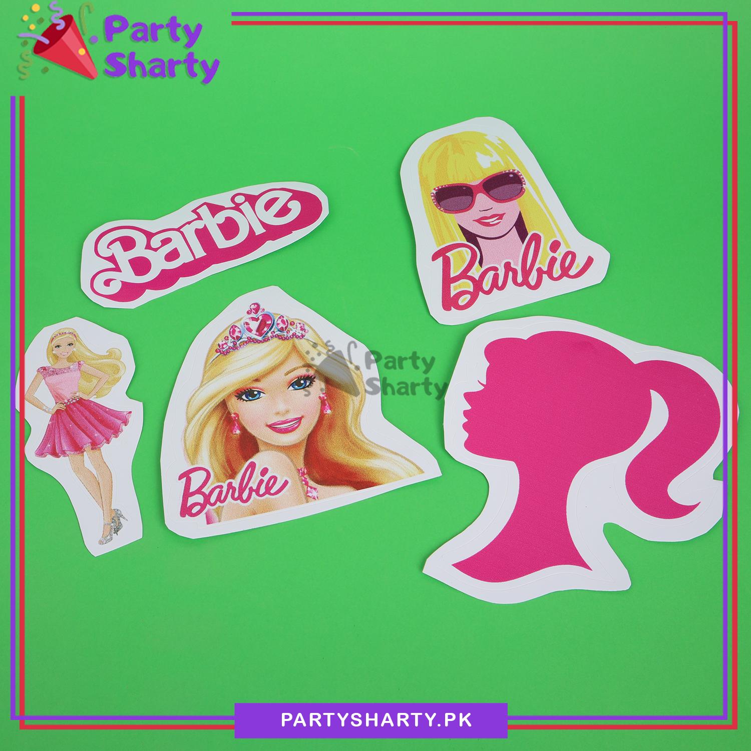 Barbie Cartoon Theme Stickers For Birthday and Party Decoration (Pack of 5 Sticker)