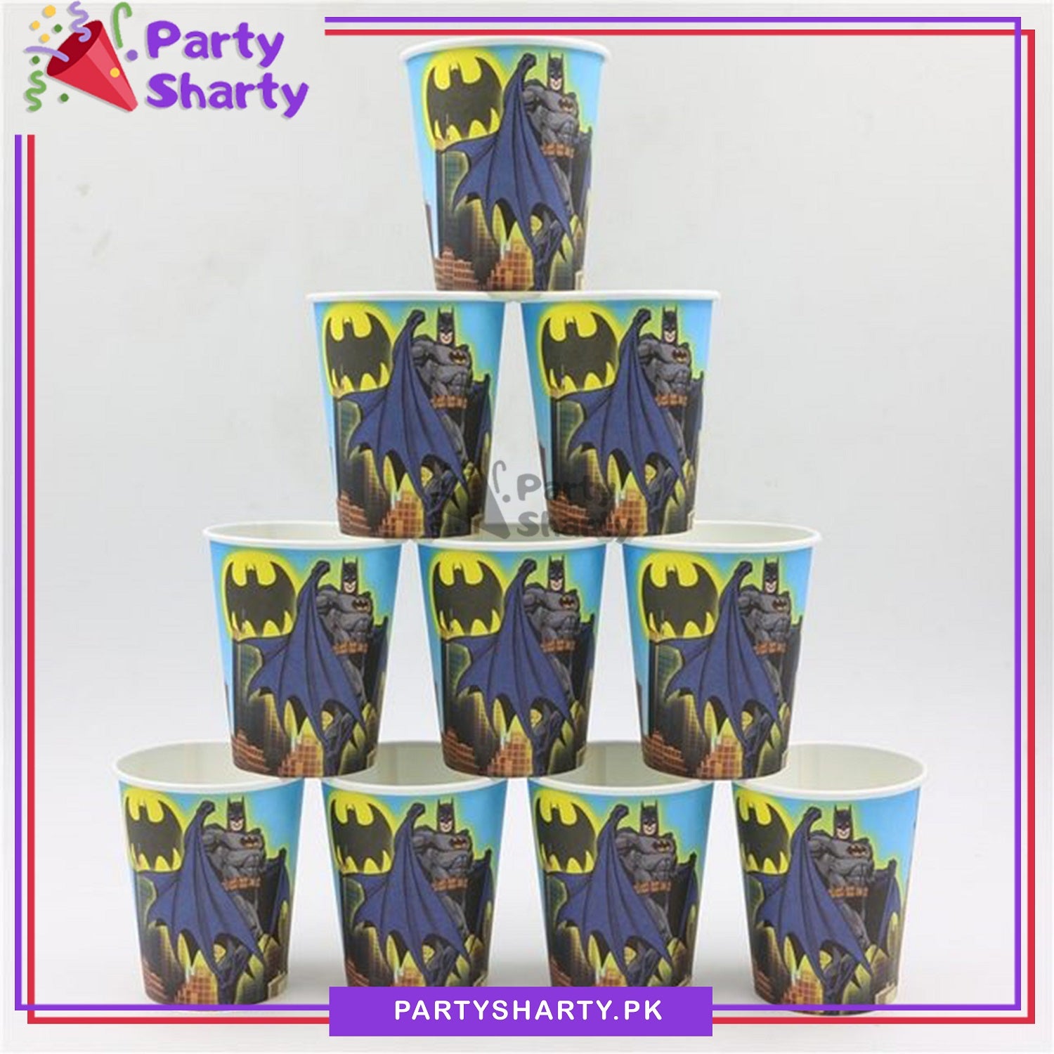 Batman Theme Birthday Party Paper Cups / Glass For Themed Based Party Supplies and Decorations
