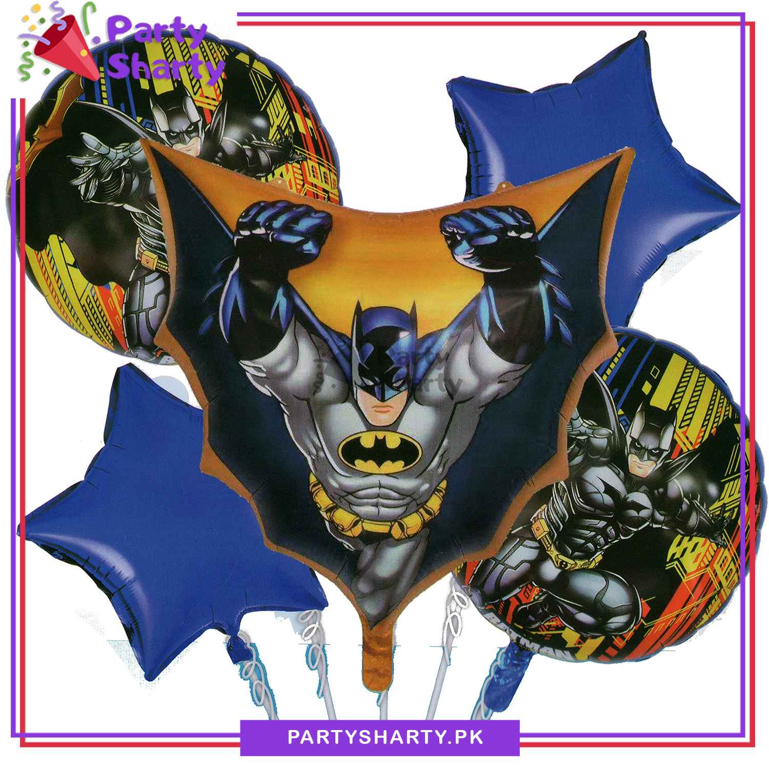 Batman Cape Shape Foil Balloon Set - 5 Pieces for Theme Decoration and Celebration
