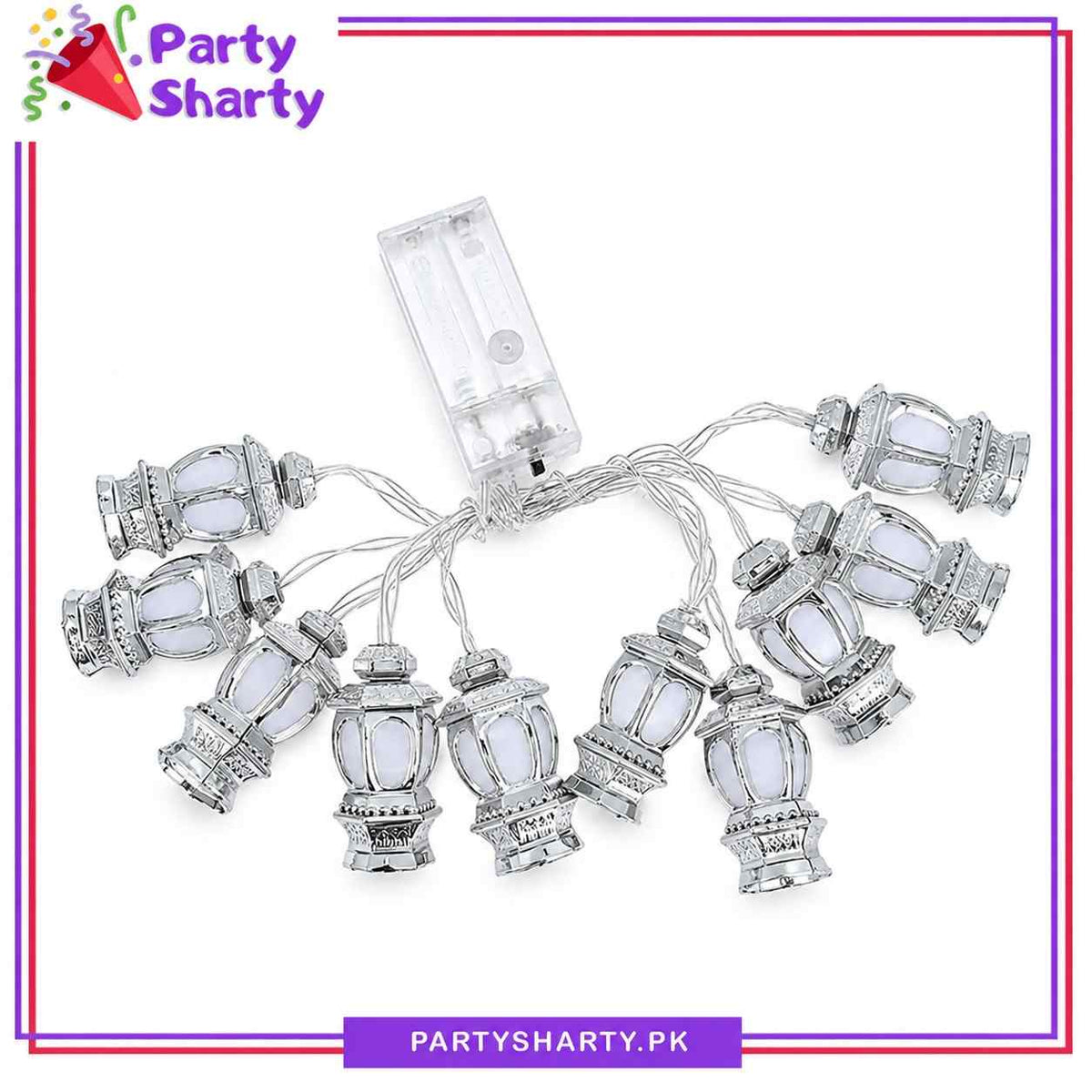 Battery Operated Silver Plastic Lantern Lamps Led String Lights For Ramadan Or Eid Decoration