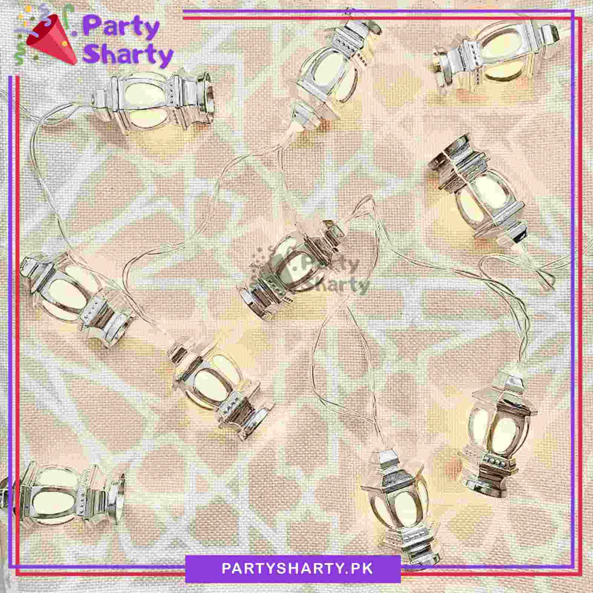 Battery Operated Silver Plastic Lantern Lamps Led String Lights For Ramadan Or Eid Decoration
