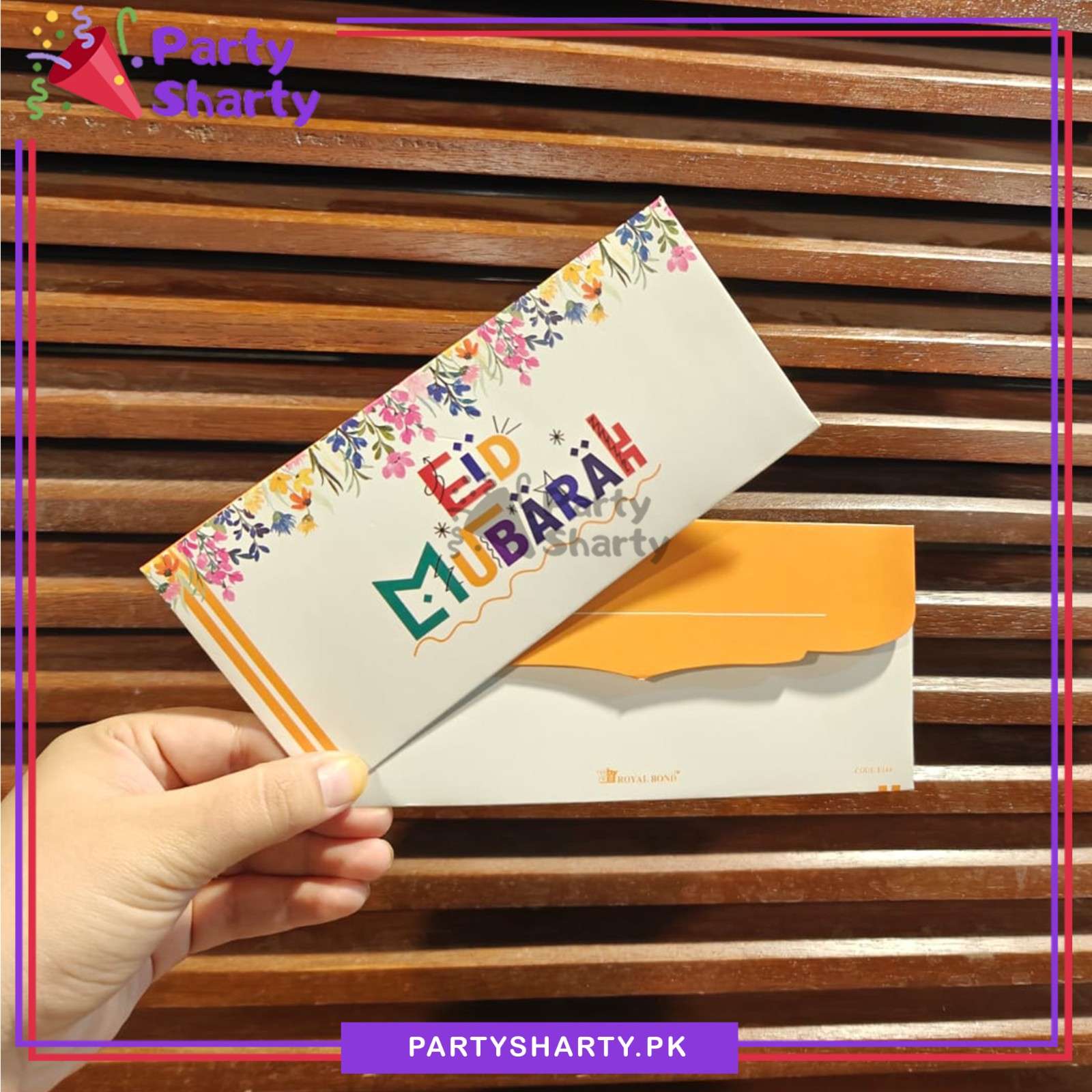 Beautiful Flower Printed Eid Mubarak Eidi Envelopes (Pack 10) For Eid Celebration