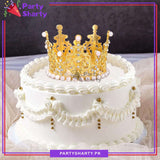 Golden Beautiful pearl-adorned Cake Crown For Birthday Party Event and Celebration