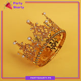 Golden Beautiful pearl-adorned Cake Crown For Birthday Party Event and Celebration