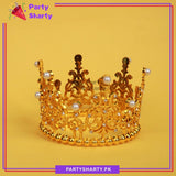 Golden Beautiful pearl-adorned Cake Crown For Birthday Party Event and Celebration