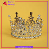 Silver Color Beautiful pearl-adorned Cake Crown For Birthday Party Event and Celebration