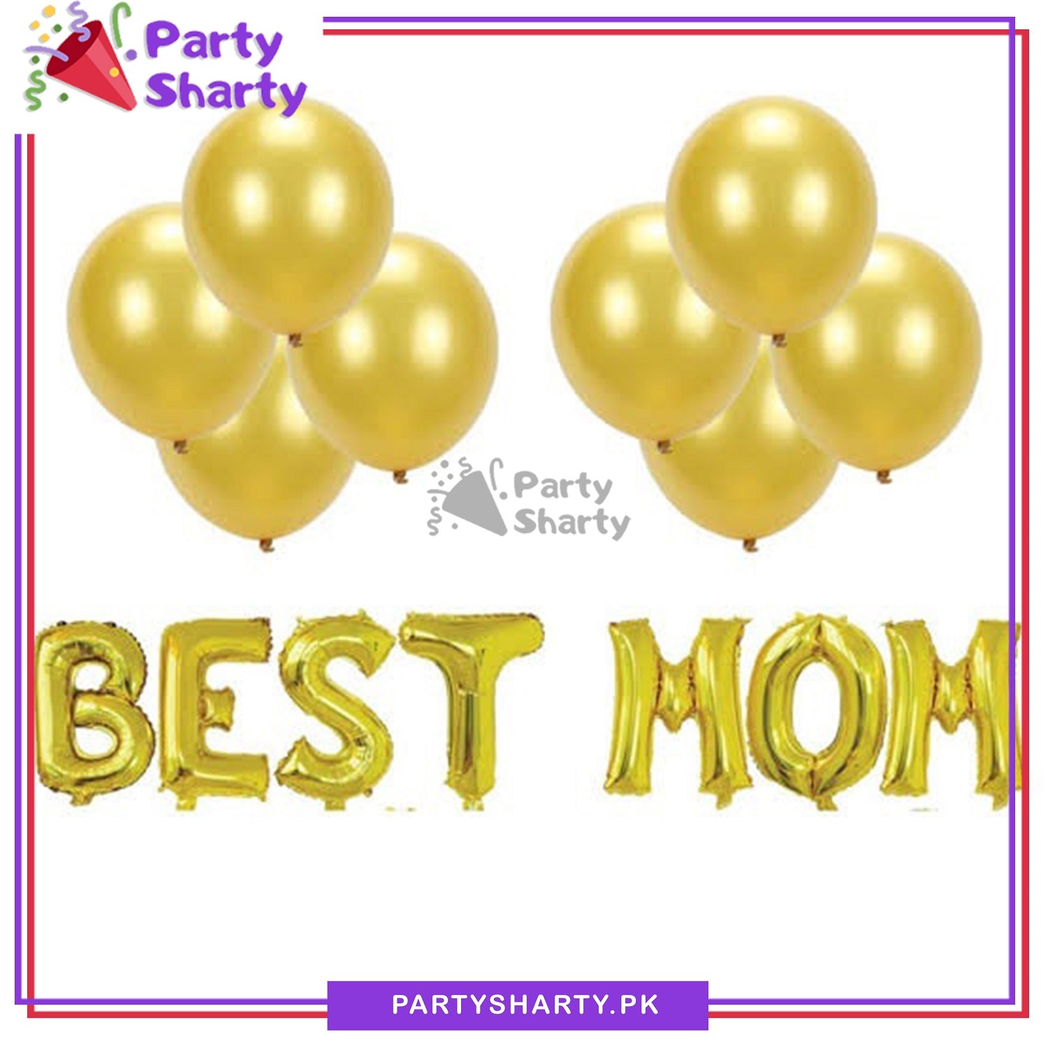 Best Mom Foil Banner With Balloons For Mother's Day Or Birthday Party Decoration and Celebrations