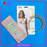 Birthday Girl Shiny Plastic Hairband With Sash for Birthday Event & Celebration