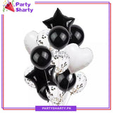 14 Pcs Confetti Decorative Party Balloons Set (Star, Heart Shaped & Confetti Filled Latex Party Balloons Set) For Birthday and Event