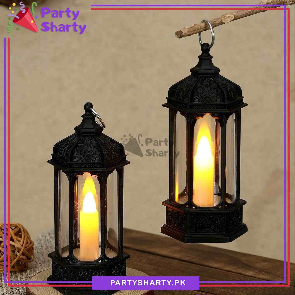 1pc Black Color Lantern Shaped With Mini Flameless Candle LED Light For Decoration