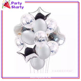 14 Pcs Confetti Decorative Party Balloons Set (Star, Heart Shaped & Confetti Filled Latex Party Balloons Set) For Birthday and Event