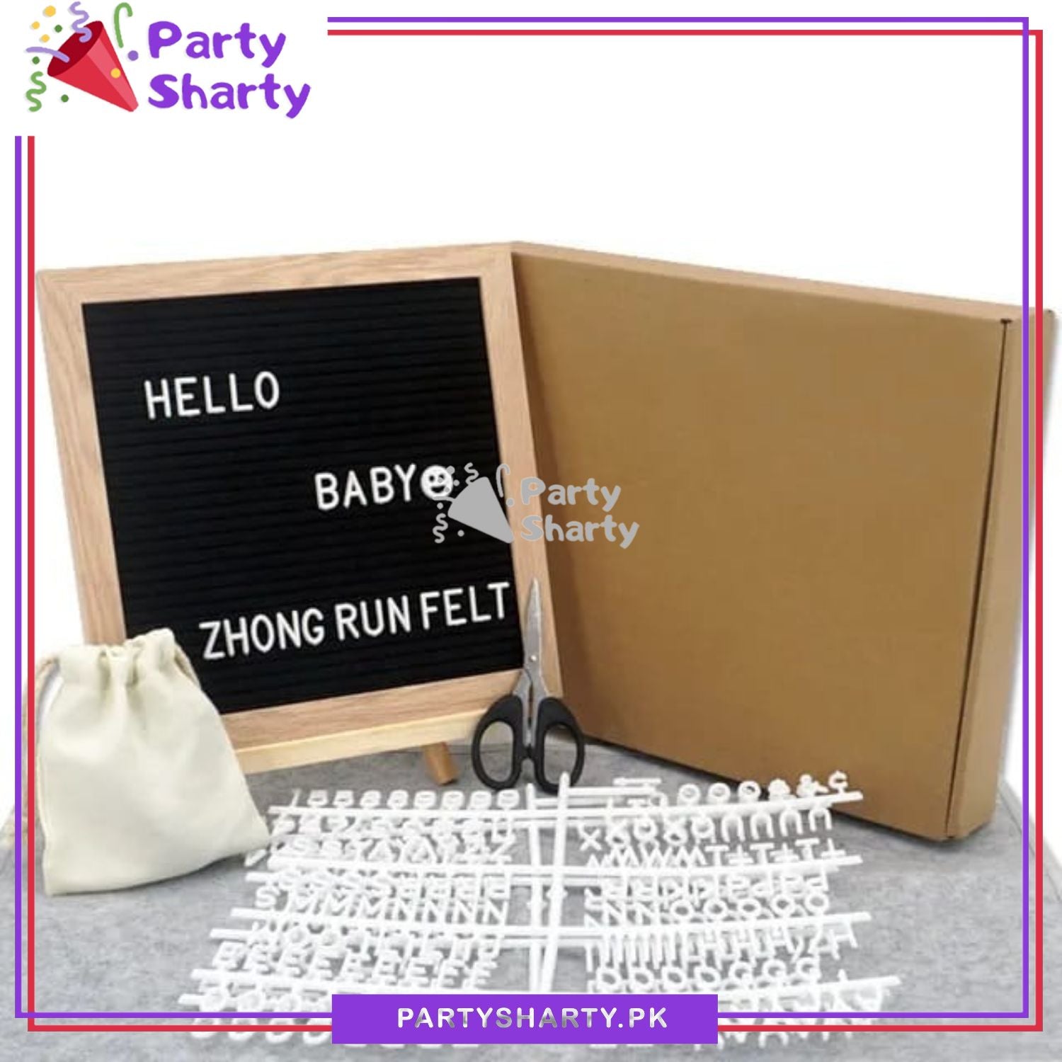 Black Color Felt Letter Board with 300+ Letters, Numbers & Symbols - Changeable Message Board with Small Wooden Easel Stand
