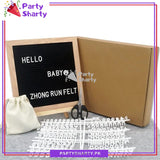 Black Color Felt Letter Board with 300+ Letters, Numbers & Symbols - Changeable Message Board with Small Wooden Easel Stand