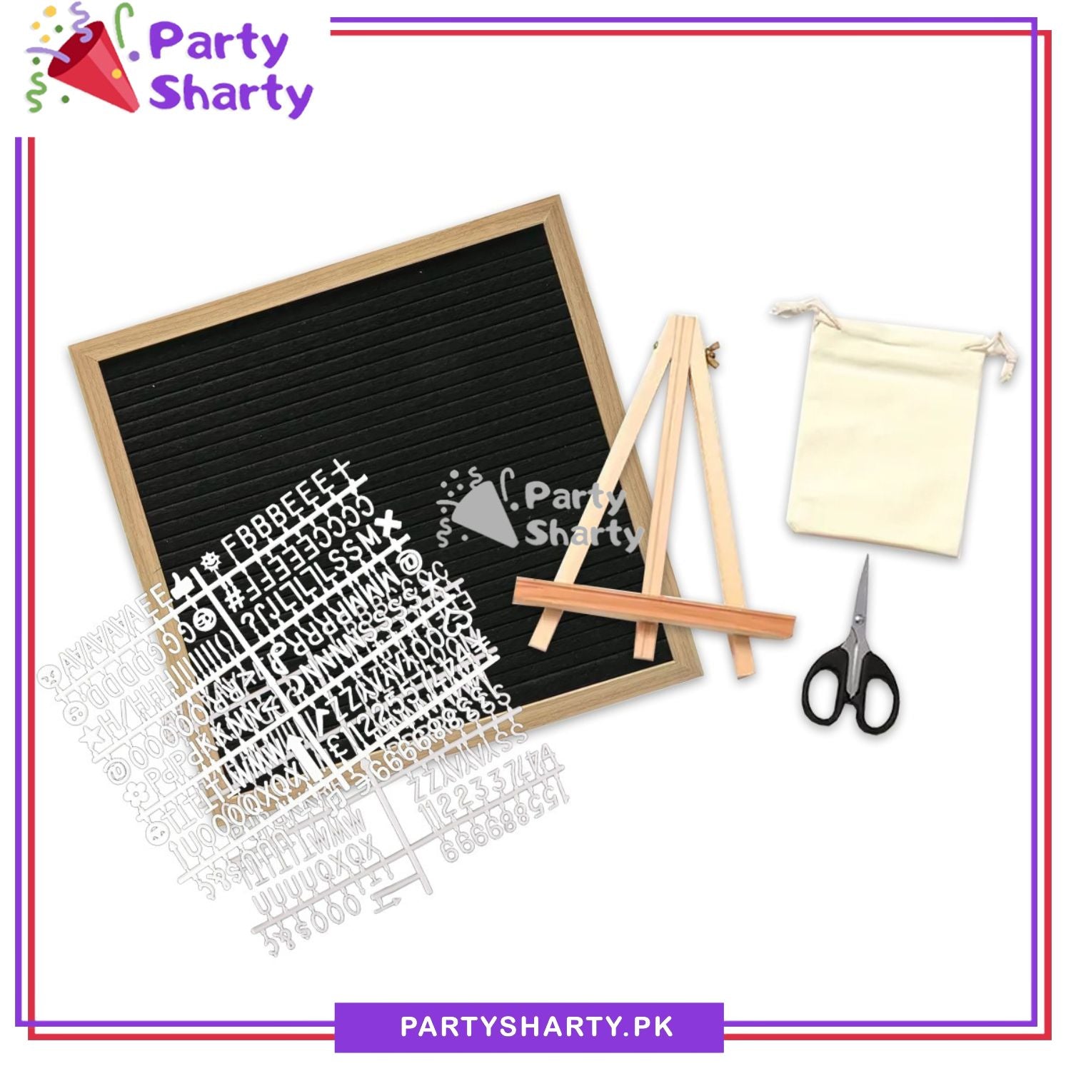 Black Color Felt Letter Board with 300+ Letters, Numbers & Symbols - Changeable Message Board with Small Wooden Easel Stand