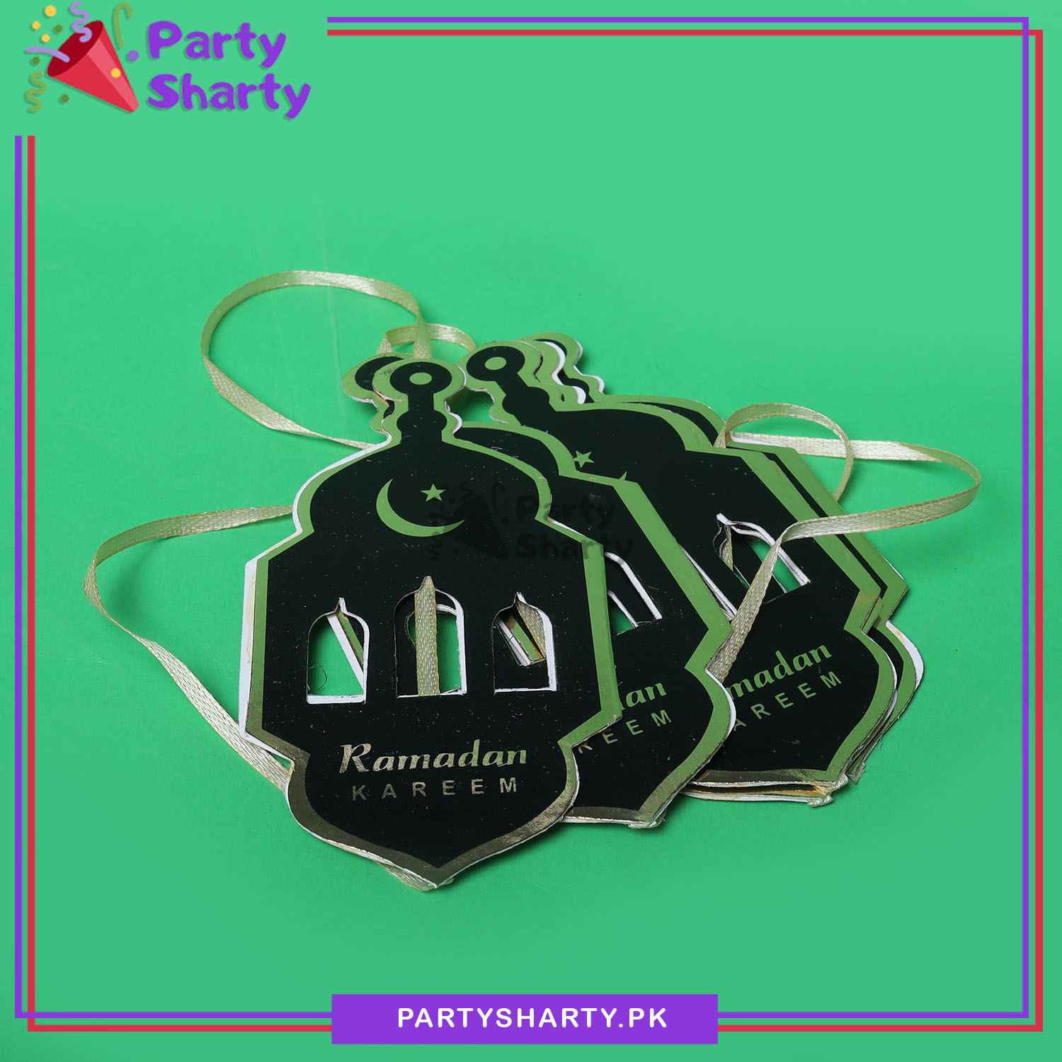 Black Lantern Shaped Ramadan Kareem Bunting for Ramadan Mubarak & Iftar Party Decoration And Celebration