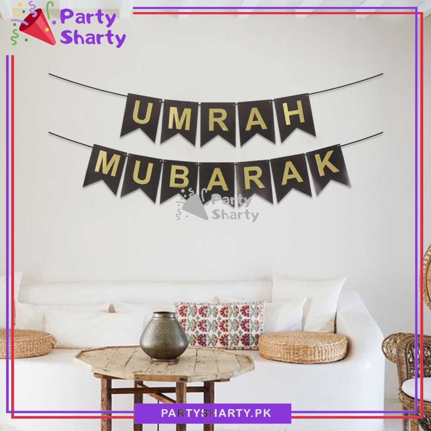 Black Umrah Mubarak Card Banner For Umrah Mubarak Decoration and Celebration