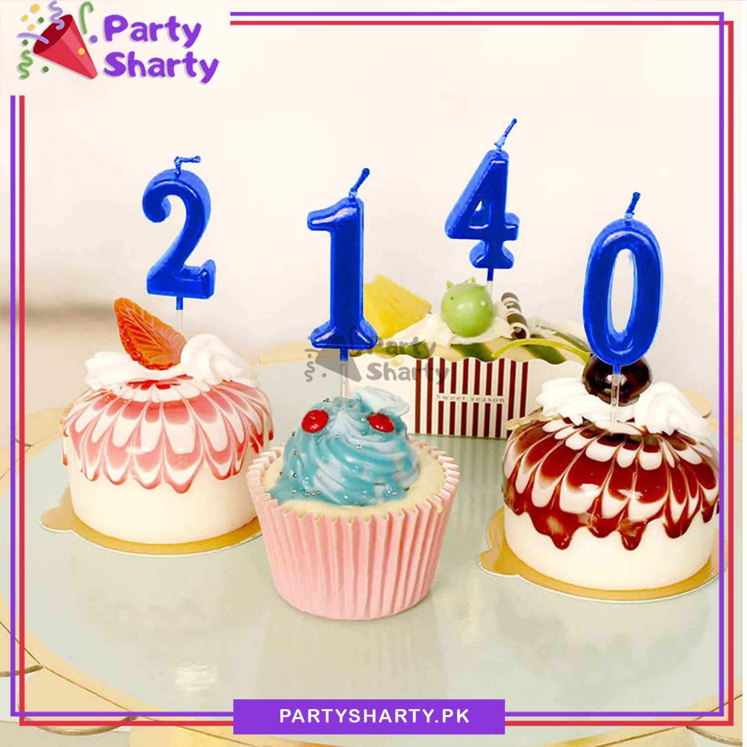 Number Candles Blue For Birthday, Anniversary Cake Decoration and Celebration