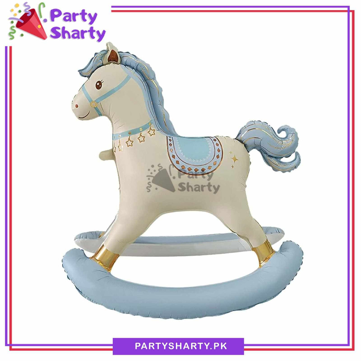 Blue Rocking Horse Standing Foil Balloon For Welcome Baby Theme Party Decoration
