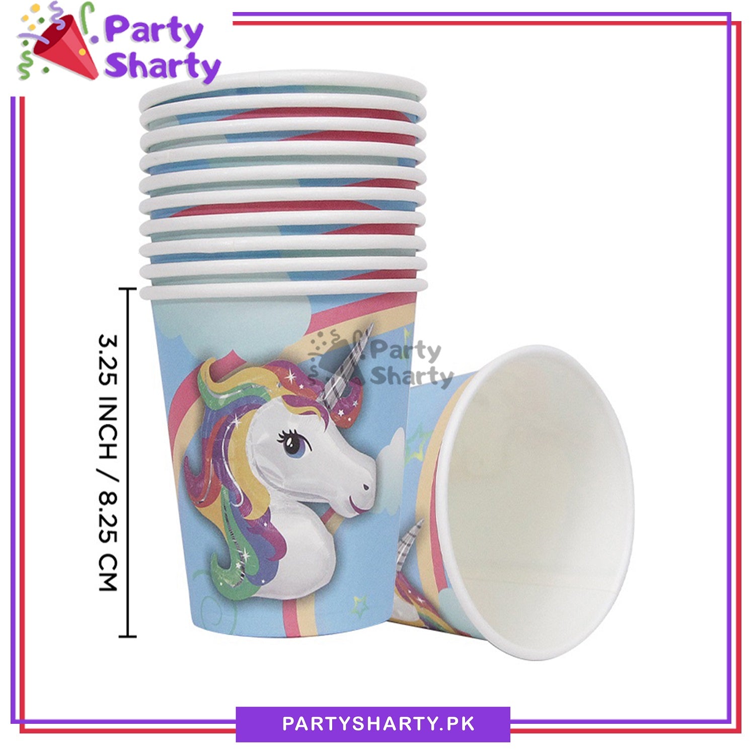 Blue Unicorn Theme Birthday Party Paper Cups / Glass For Themed Based Party Supplies and Decorations