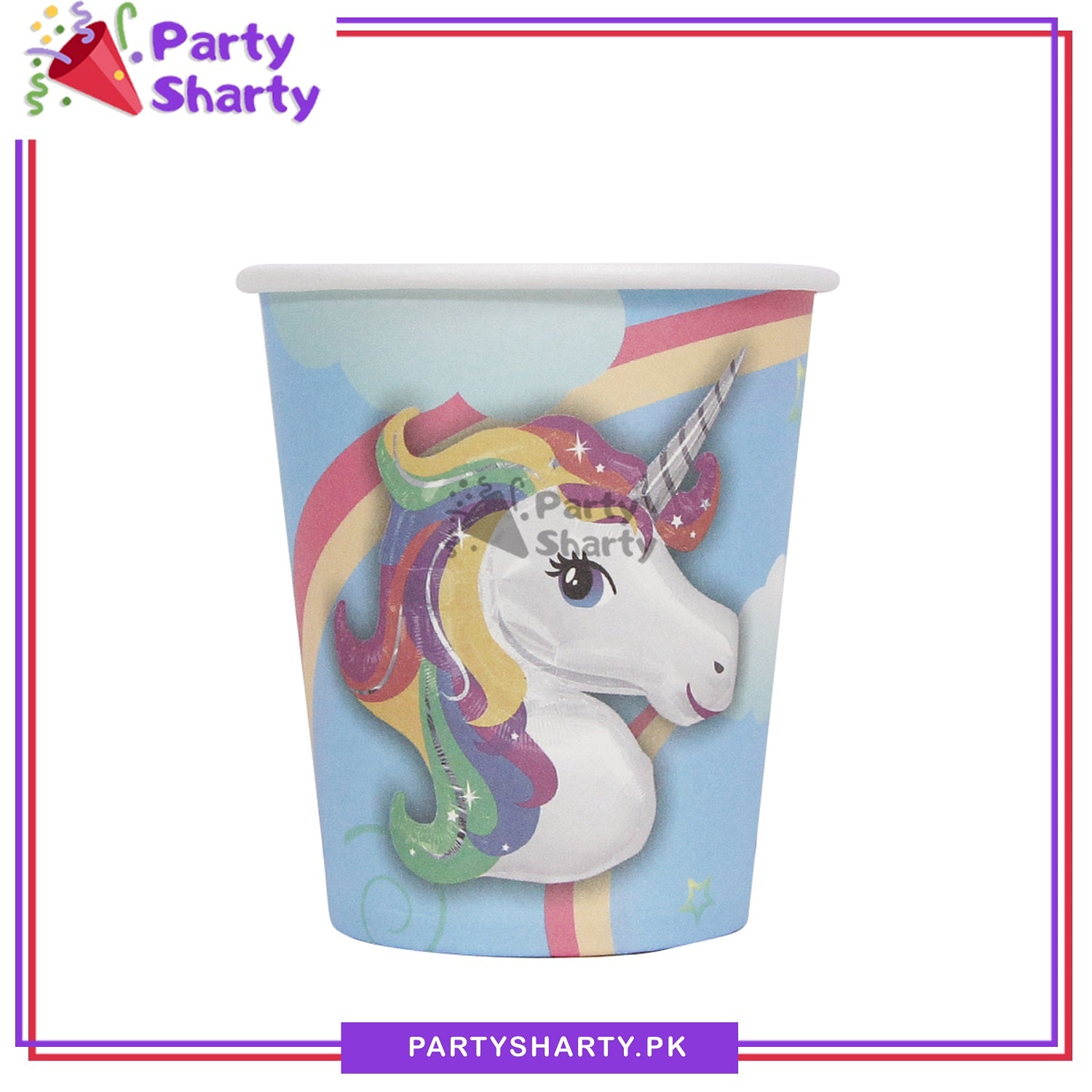 Blue Unicorn Theme Birthday Party Paper Cups / Glass For Themed Based Party Supplies and Decorations